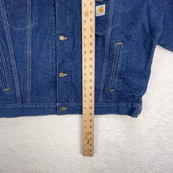 VTG Carhartt Trucker Jacket Aztec Blanket Lined Mens XL PJB008‎ Steel Blue NWT - Picture 8 of 16